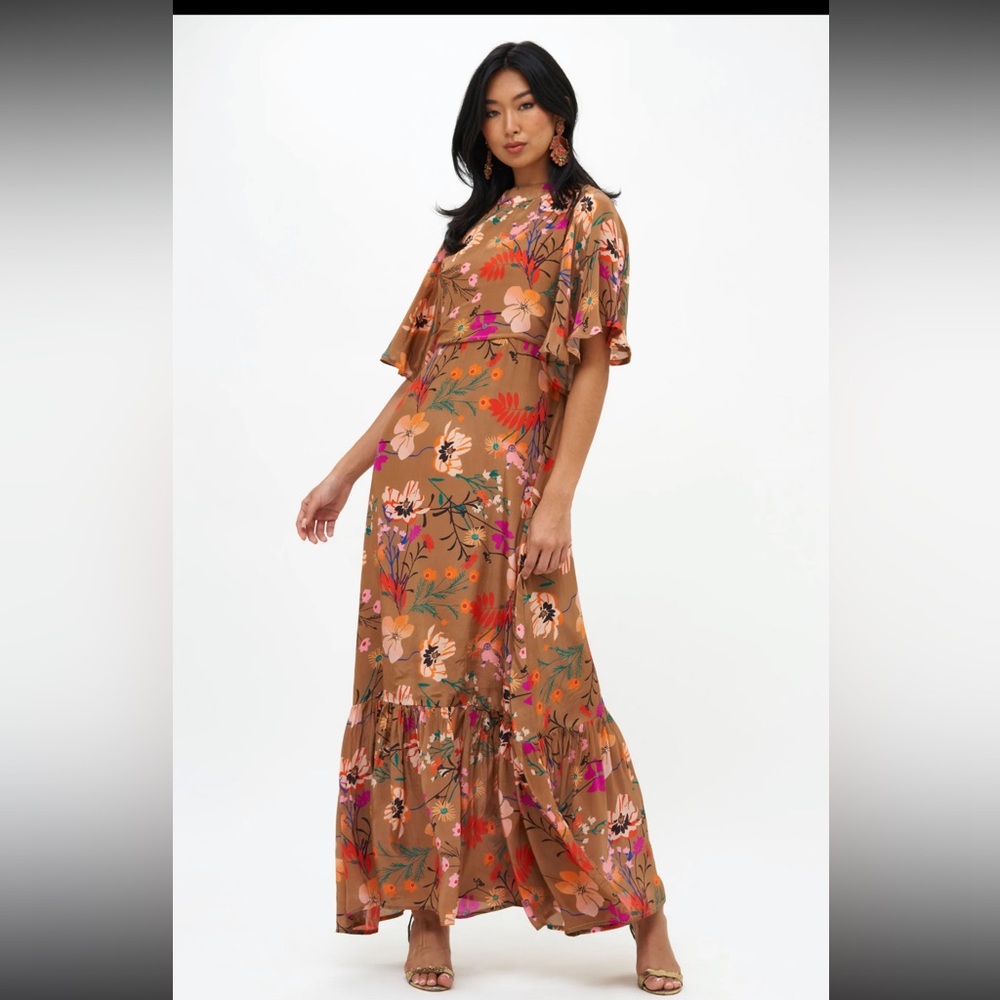 NWT Oliphant Dress flirty mock neck maxi -L